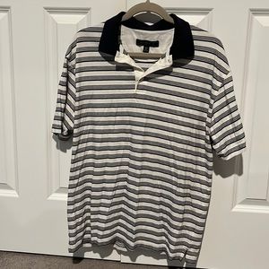 Super Soft Navy and White Striped Polo Tee